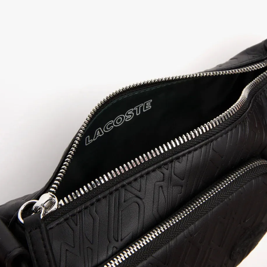 Unisex Lacoste Logo Print Shoulder Bag Black Small