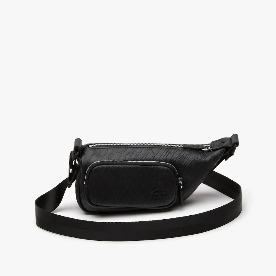 Unisex Lacoste Logo Print Shoulder Bag Black Small