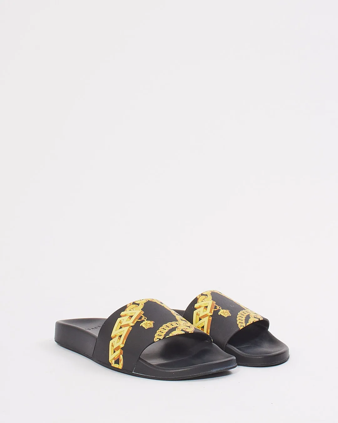 Versace Black/Yellow Rubber Medusa Pool Slides - 38