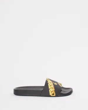 Versace Black/Yellow Rubber Medusa Pool Slides - 38