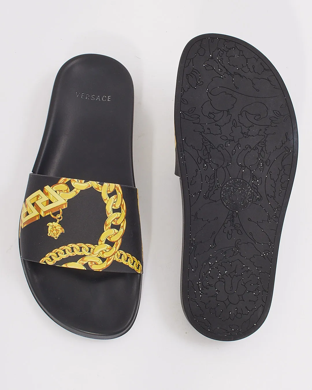 Versace Black/Yellow Rubber Medusa Pool Slides - 38