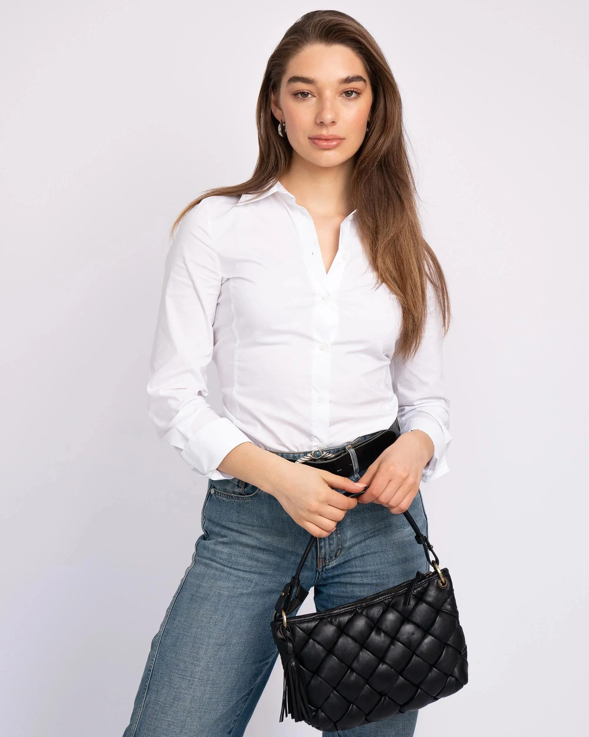 Wang Woven Leather Shoulder Bag