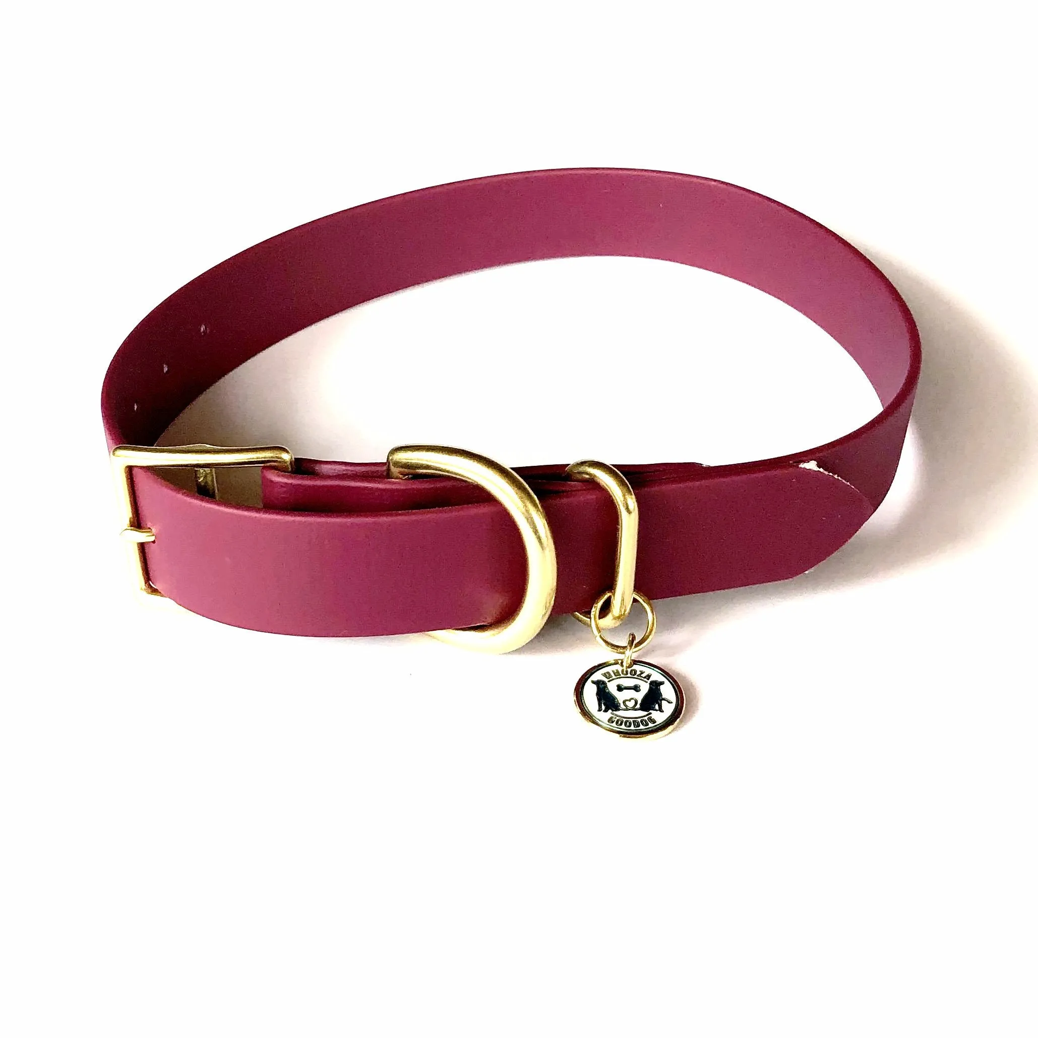 Waterproof Buckle Collar : Wine   Brass