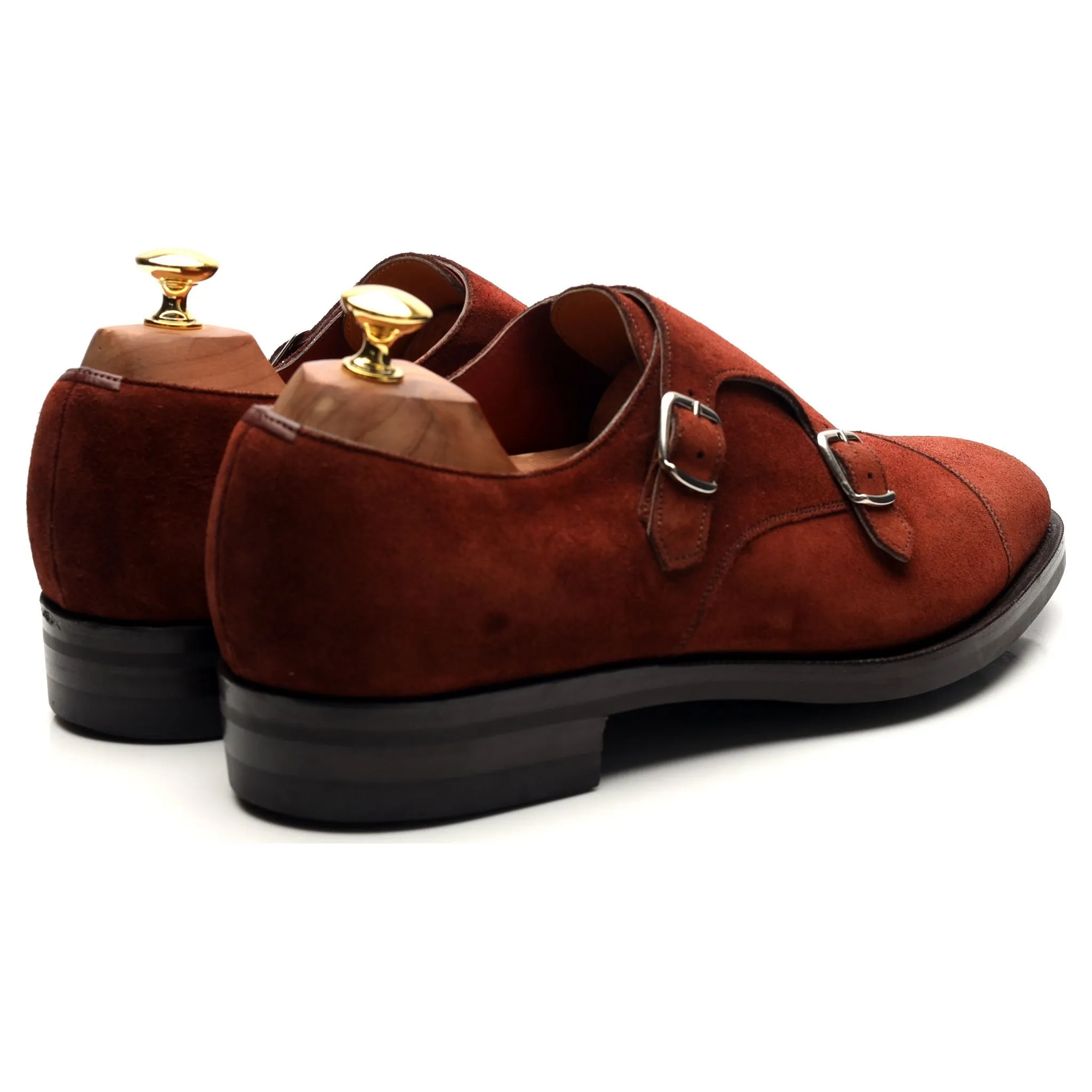 'Westminster' Clove Red Suede Double Monk Strap UK 10.5 E