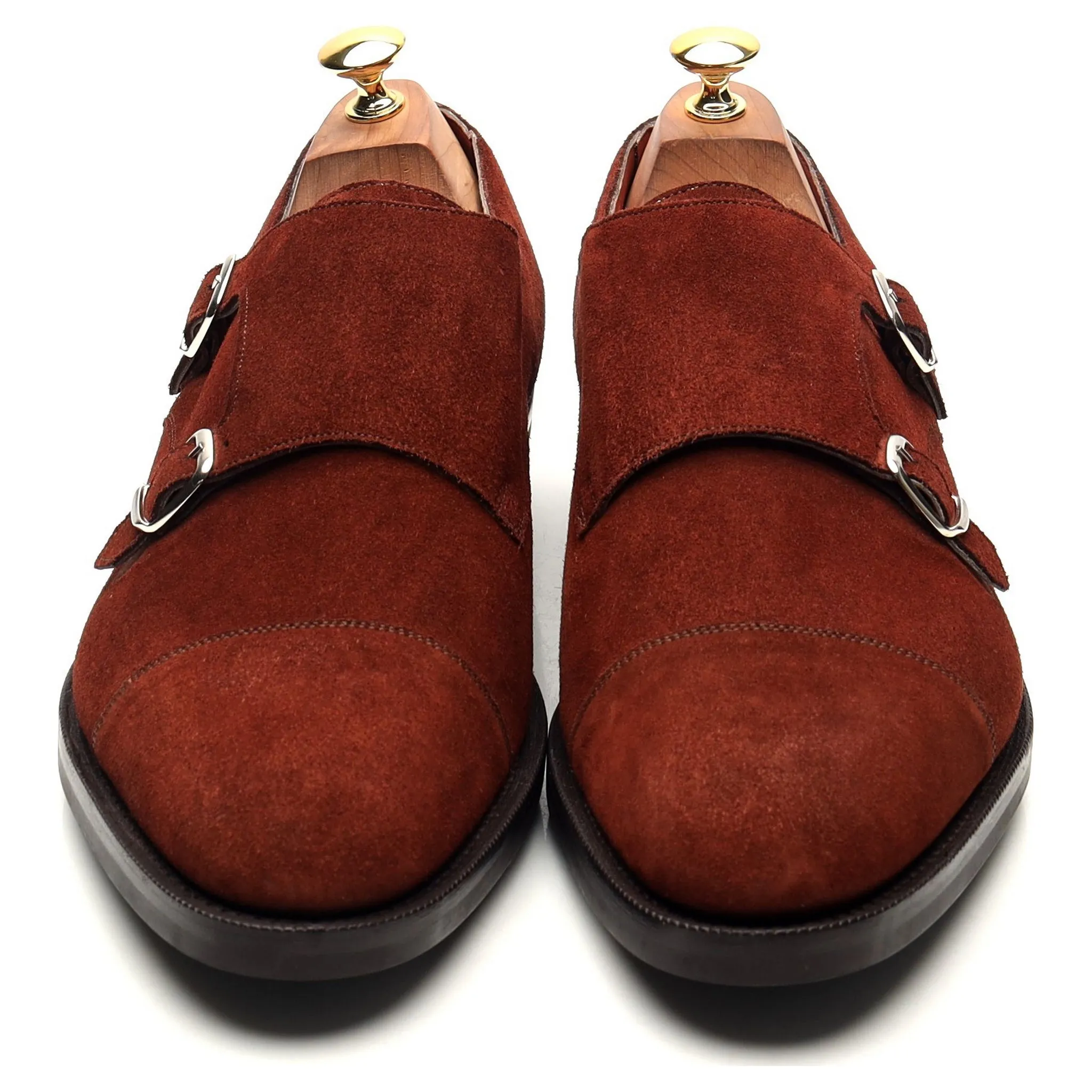 'Westminster' Clove Red Suede Double Monk Strap UK 10.5 E