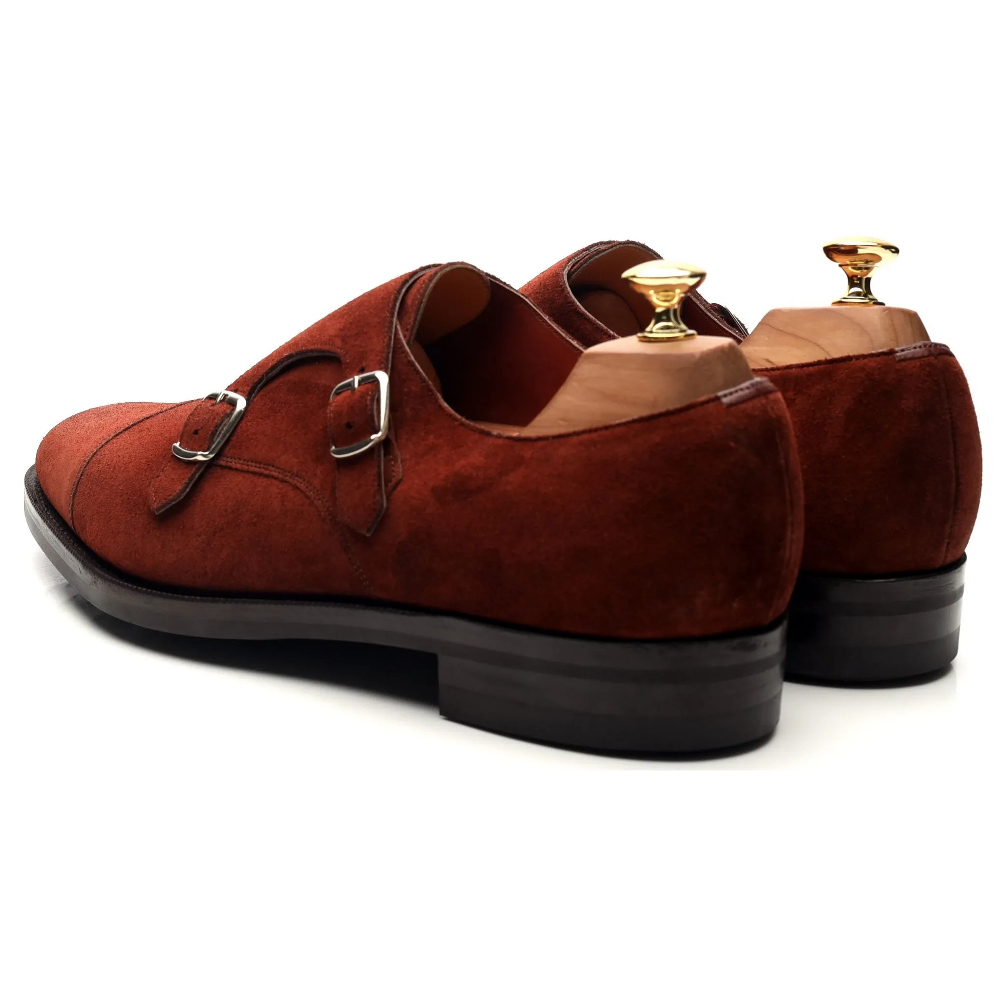 'Westminster' Clove Red Suede Double Monk Strap UK 10.5 E