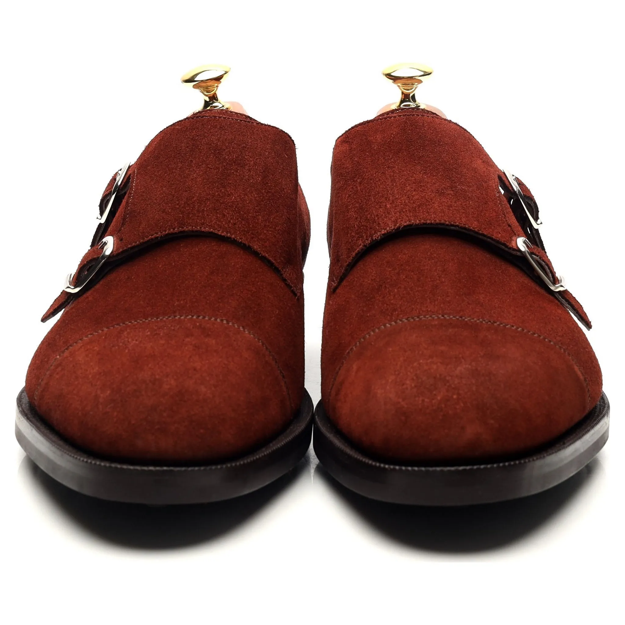 'Westminster' Clove Red Suede Double Monk Strap UK 10.5 E