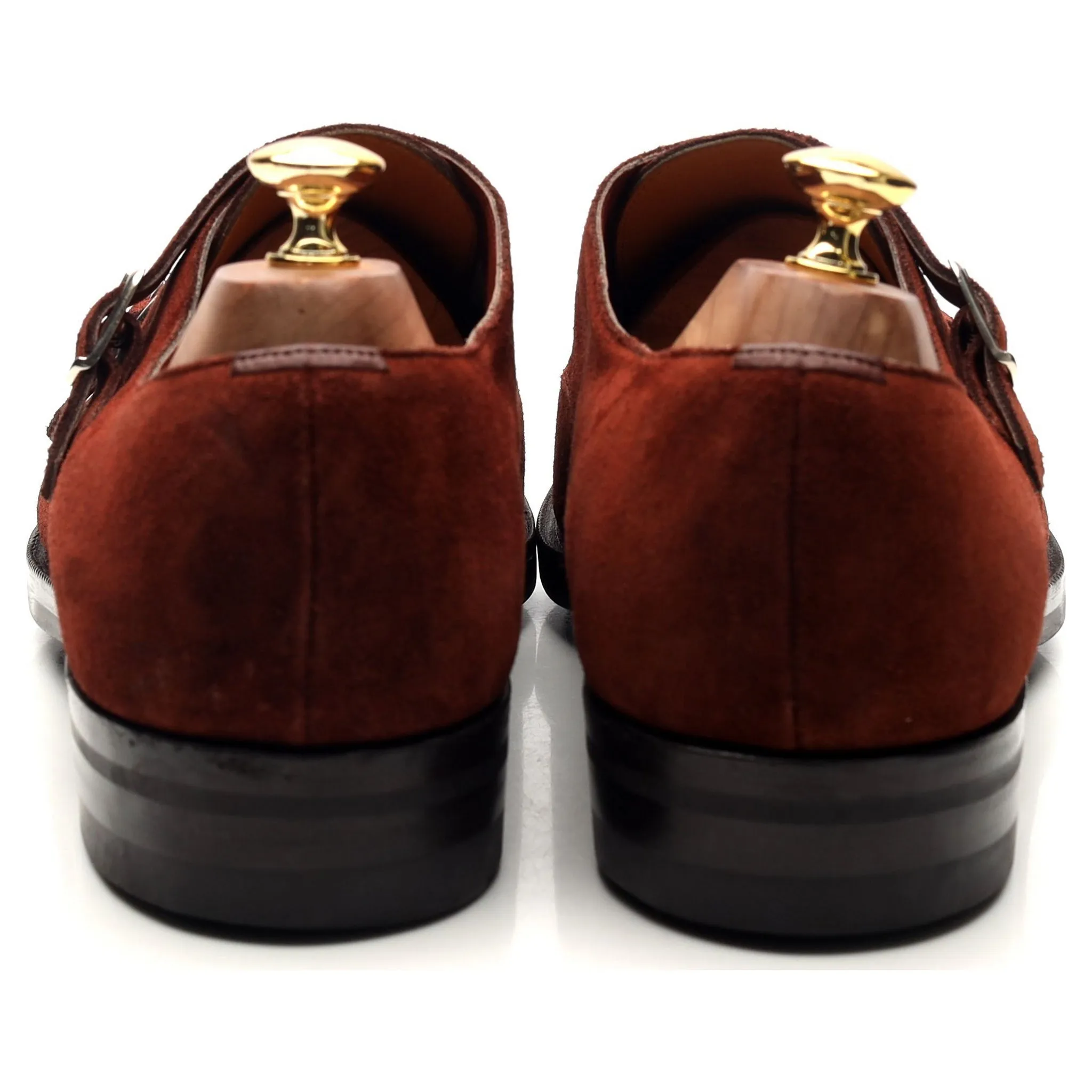 'Westminster' Clove Red Suede Double Monk Strap UK 10.5 E