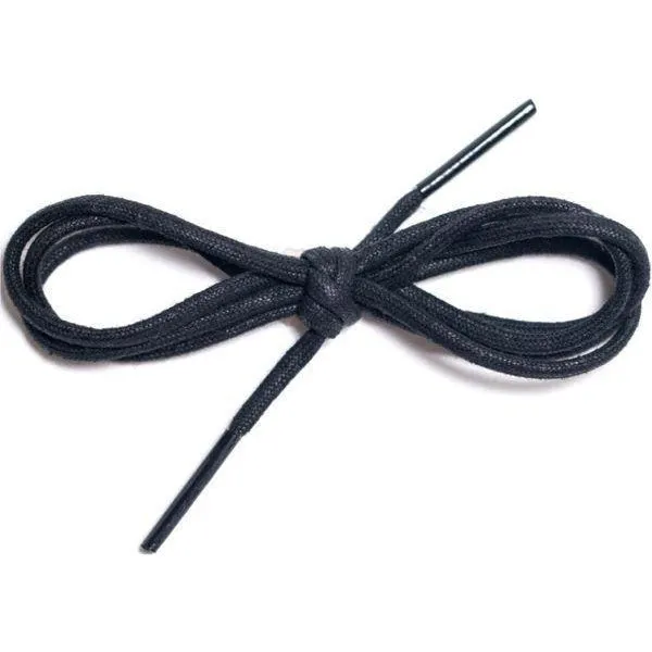 Wholesale Waxed Cotton Dress Round 1/8" - Black (12 Pair Pack) Shoelaces