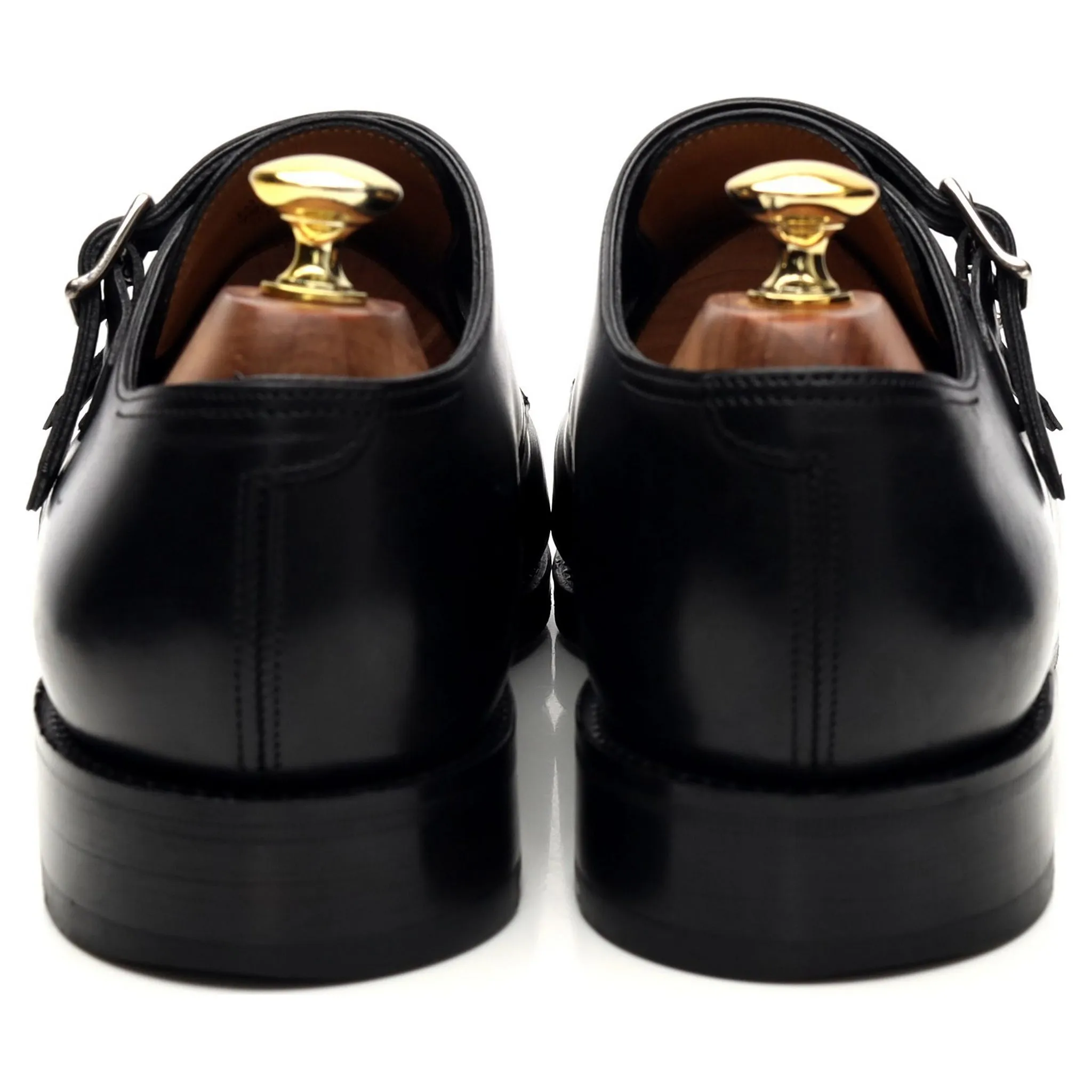 'William' Black Leather Double Monk Strap UK 7.5 E