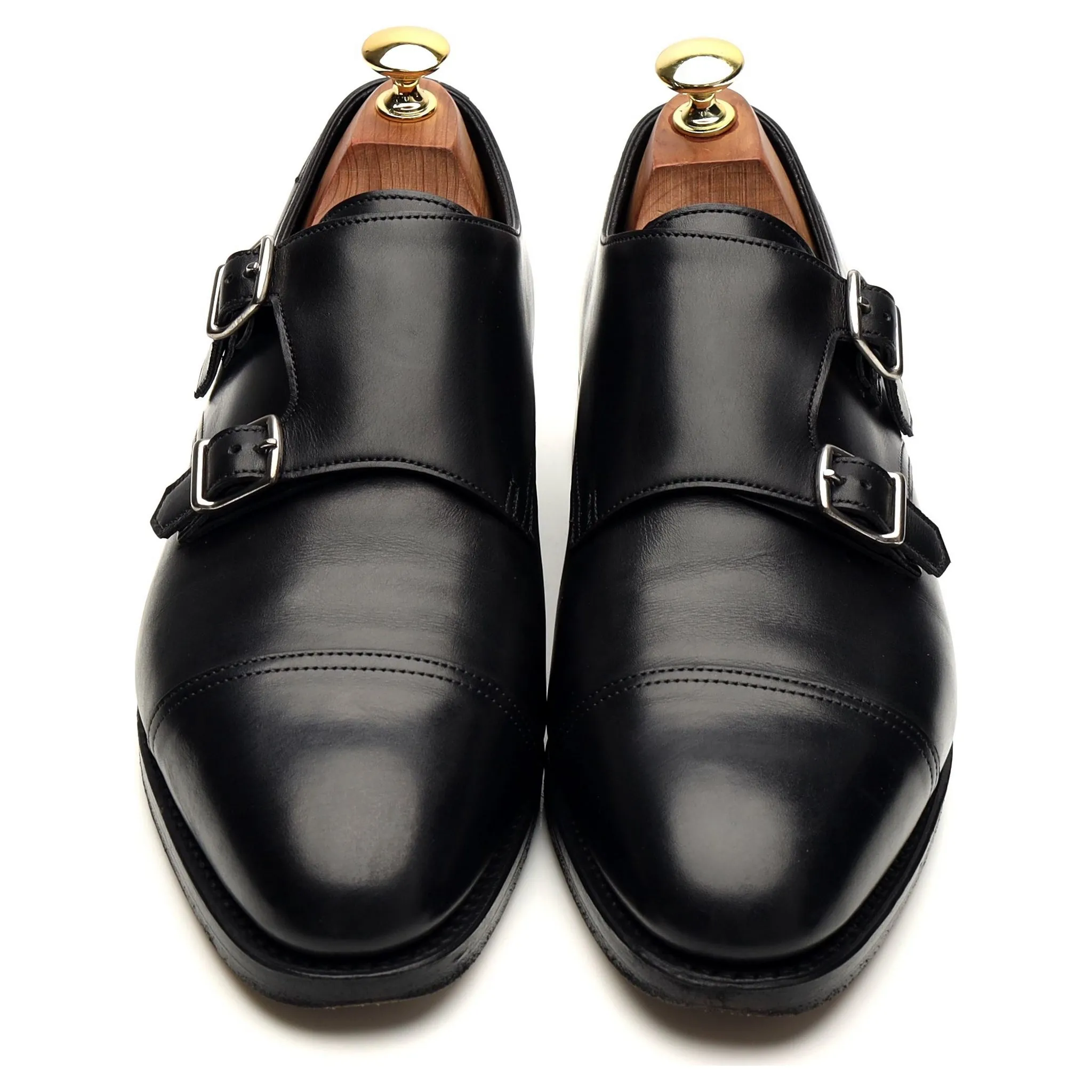 'William' Black Leather Double Monk Strap UK 7.5 E