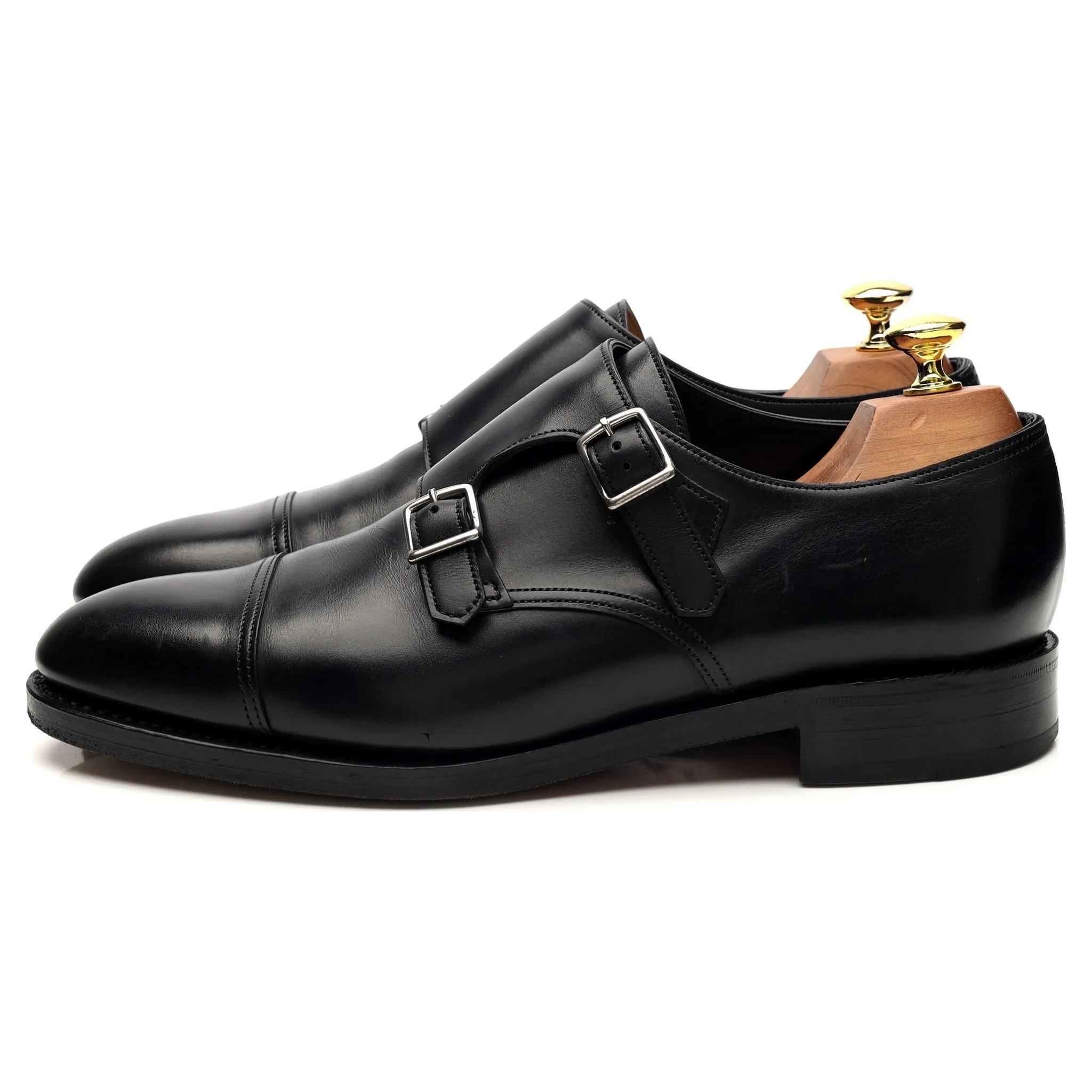 'William' Black Leather Double Monk Strap UK 7.5 E