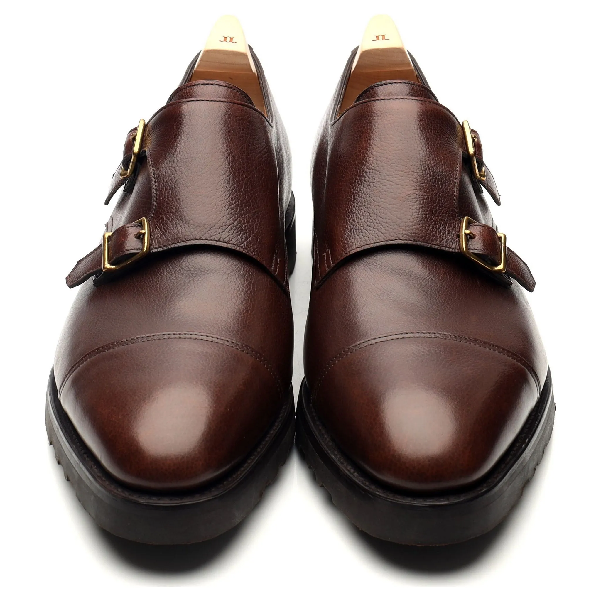 'William' Brown Leather Double Monk Strap UK 10.5 E