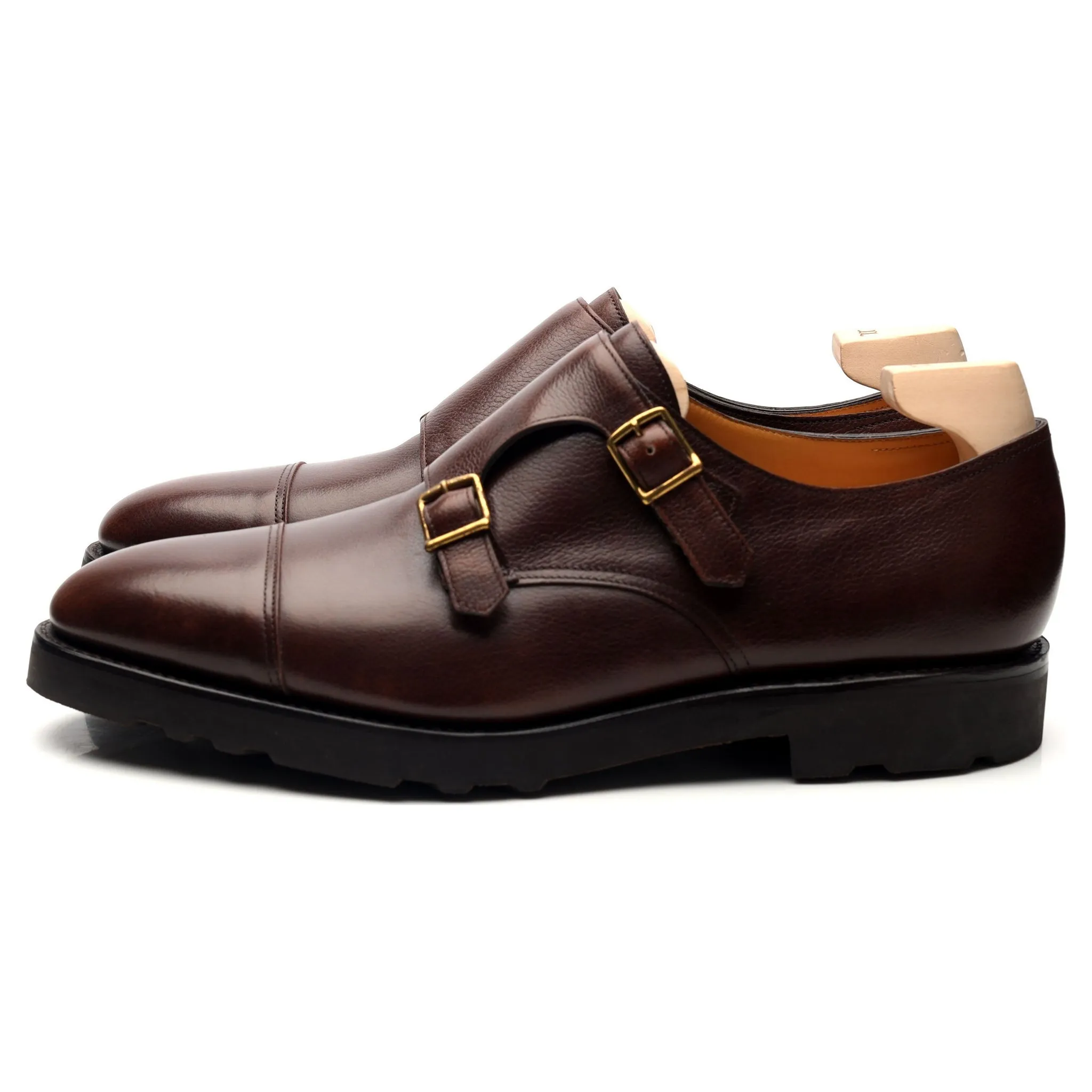 'William' Brown Leather Double Monk Strap UK 10.5 E