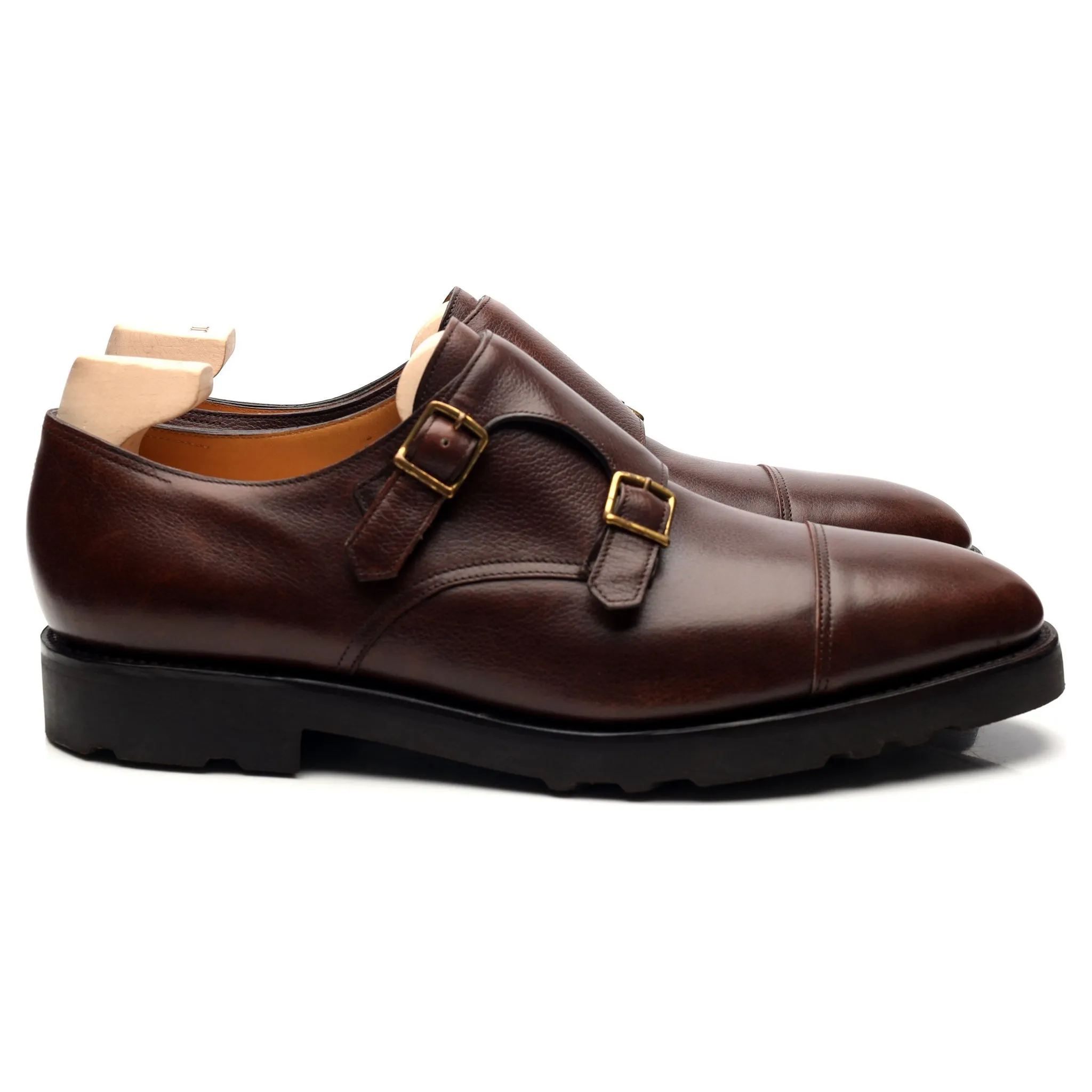 'William' Brown Leather Double Monk Strap UK 10.5 E