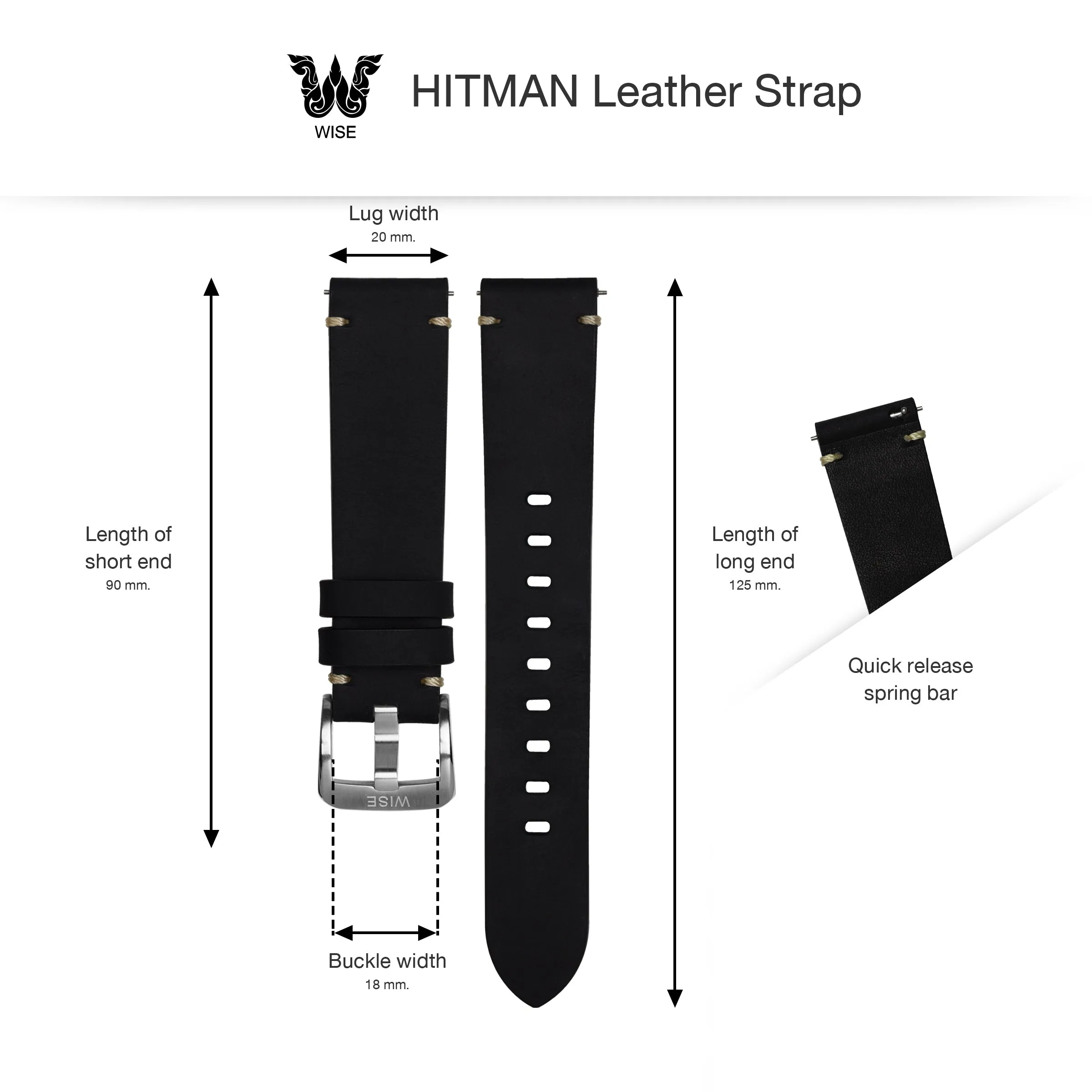 WISE Leather Strap 20 mm.