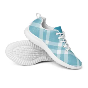 Women’s athletic shoes Teal Blue and white Gingham