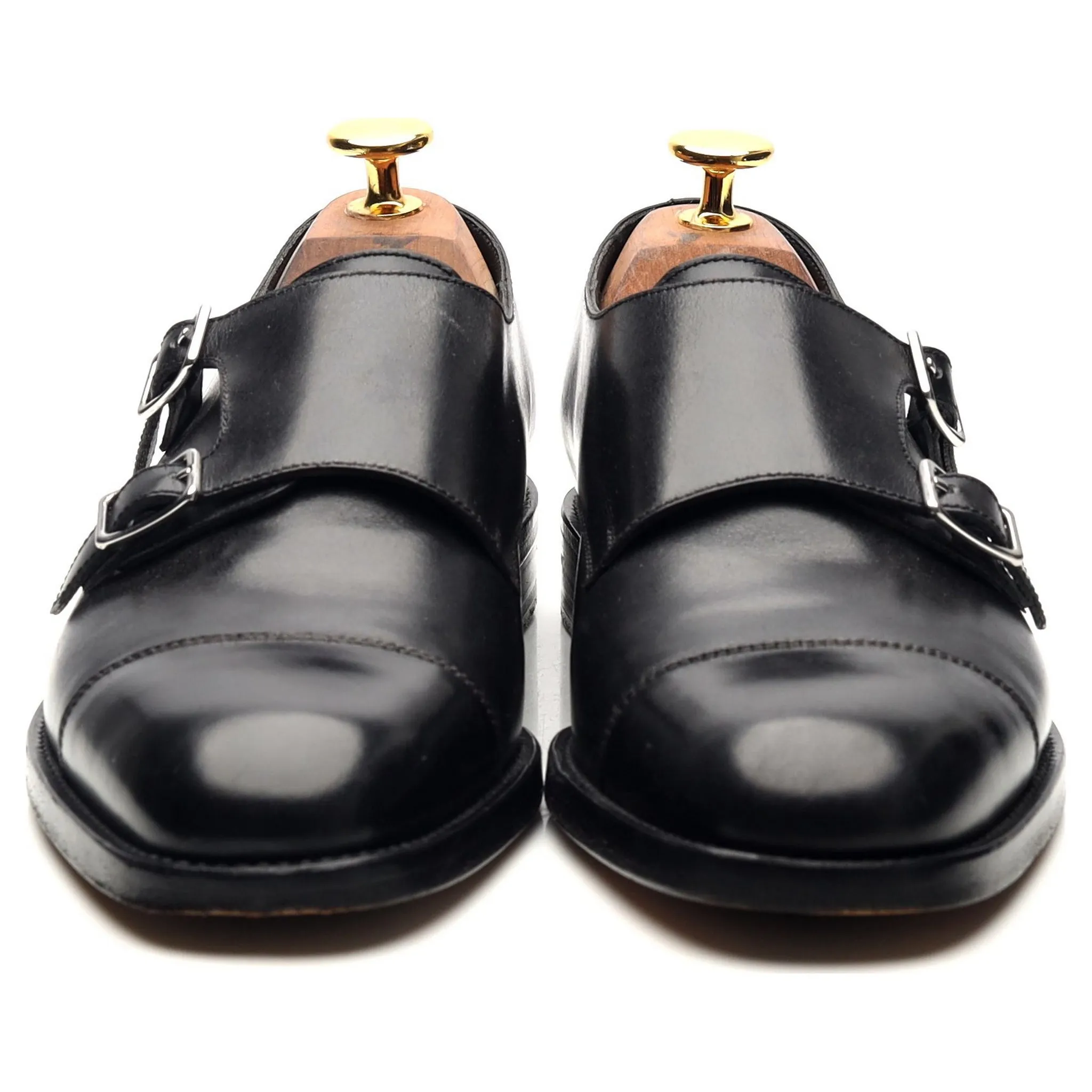 'Women's' Black Leather Double Monk Strap UK 4.5 D