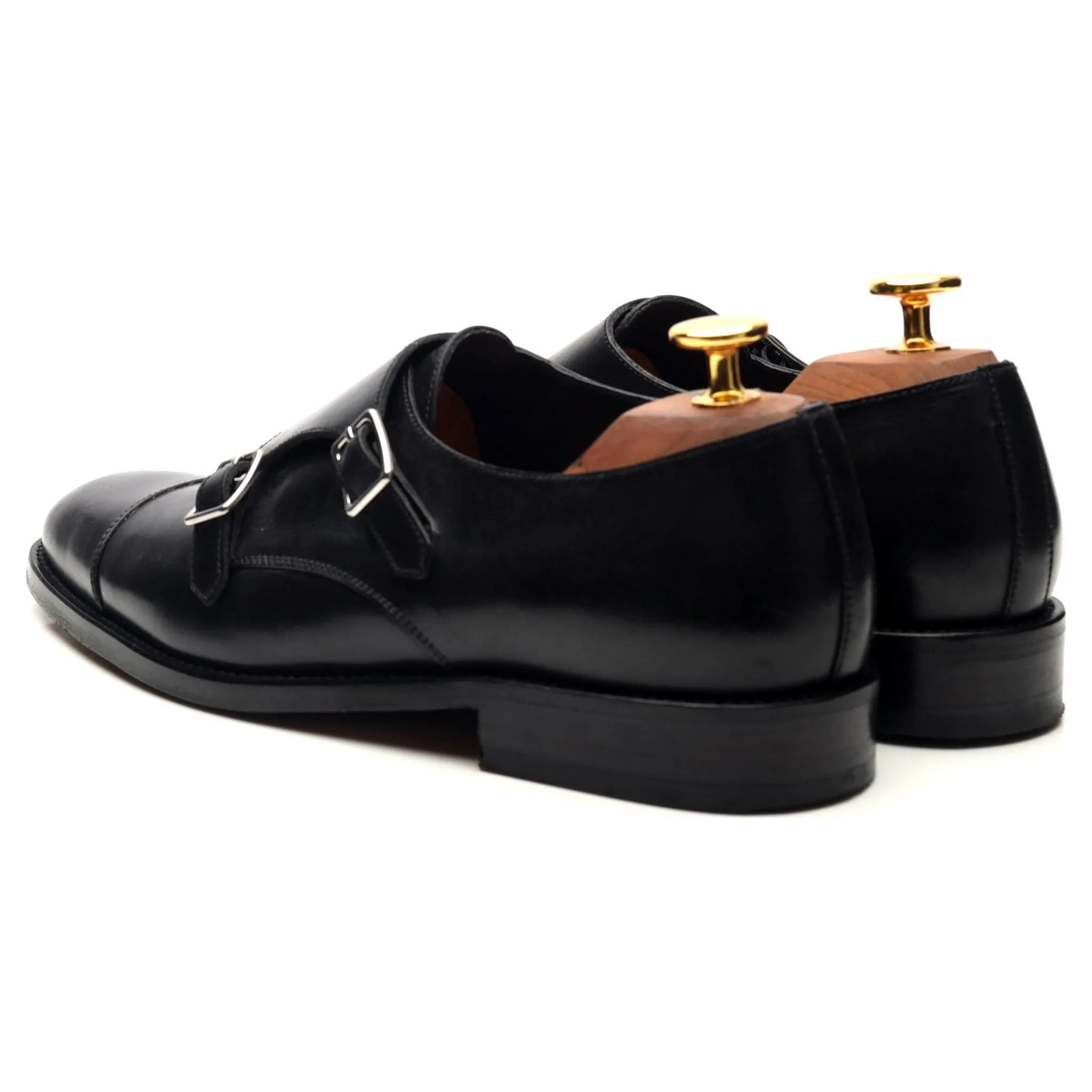 'Women's' Black Leather Double Monk Strap UK 4.5 D