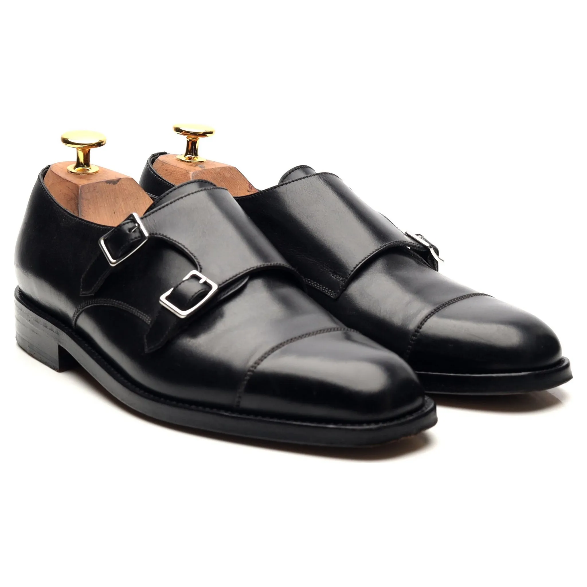 'Women's' Black Leather Double Monk Strap UK 4.5 D