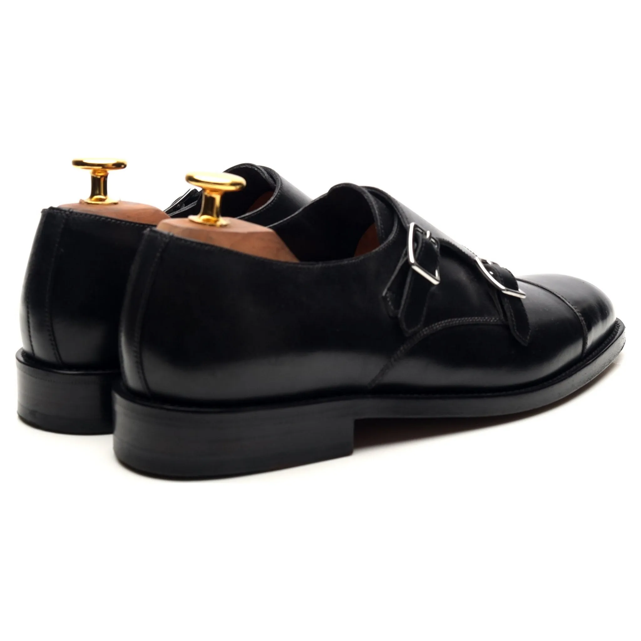 'Women's' Black Leather Double Monk Strap UK 4.5 D