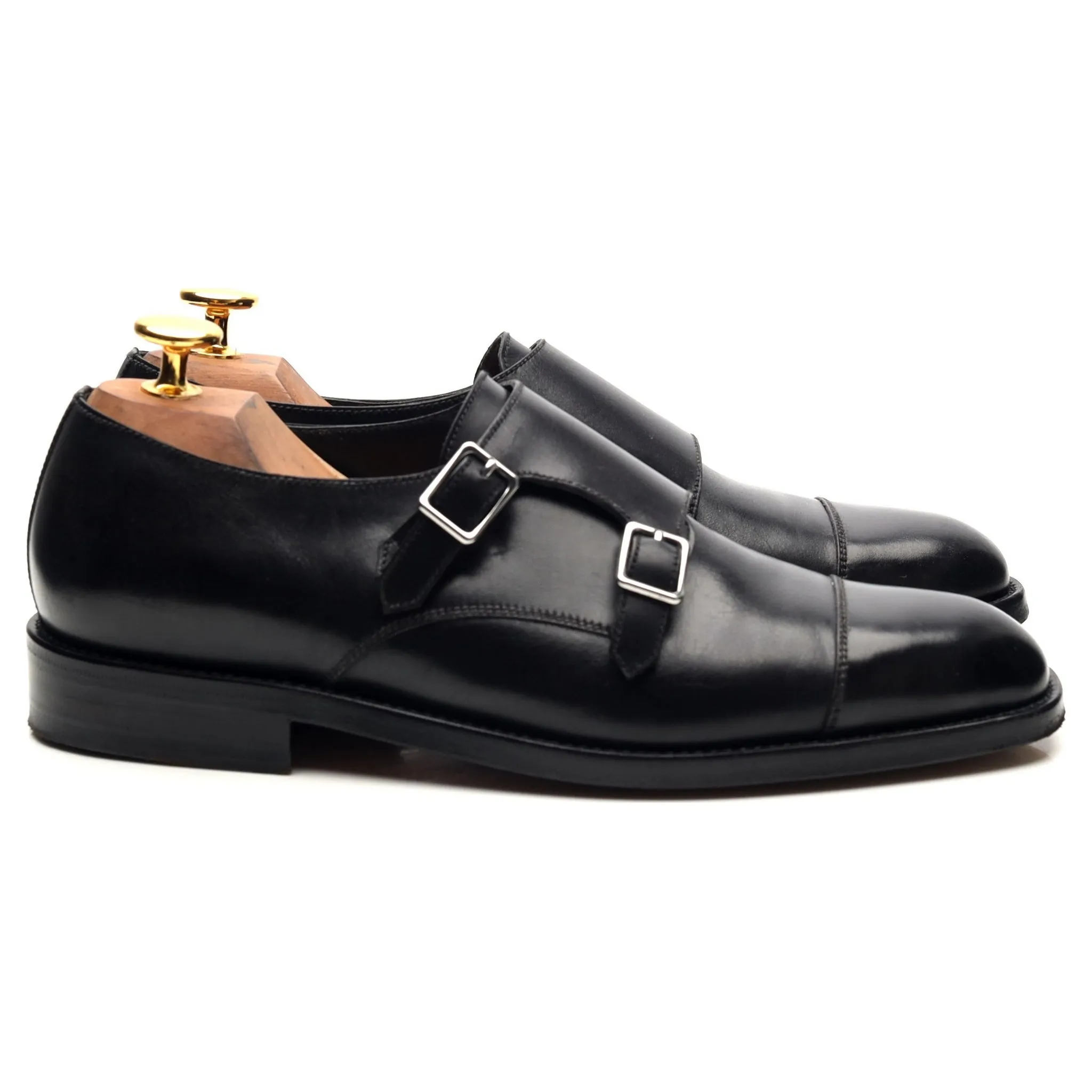 'Women's' Black Leather Double Monk Strap UK 4.5 D