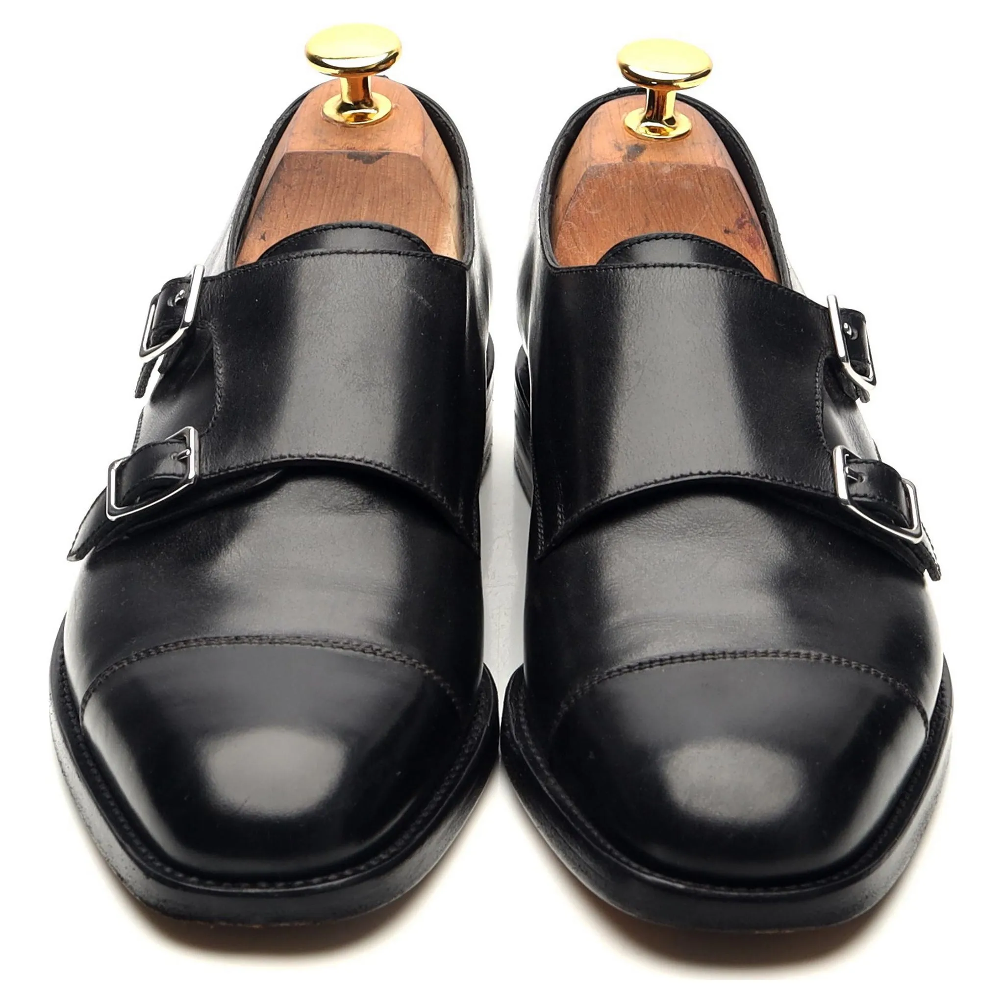 'Women's' Black Leather Double Monk Strap UK 4.5 D