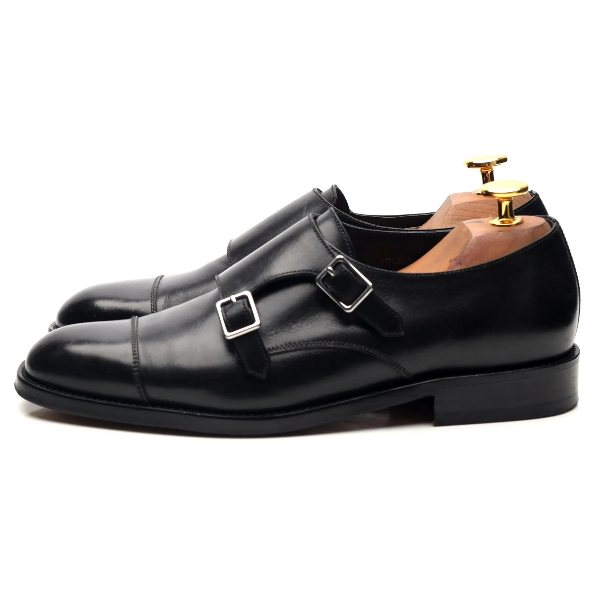 'Women's' Black Leather Double Monk Strap UK 4.5 D