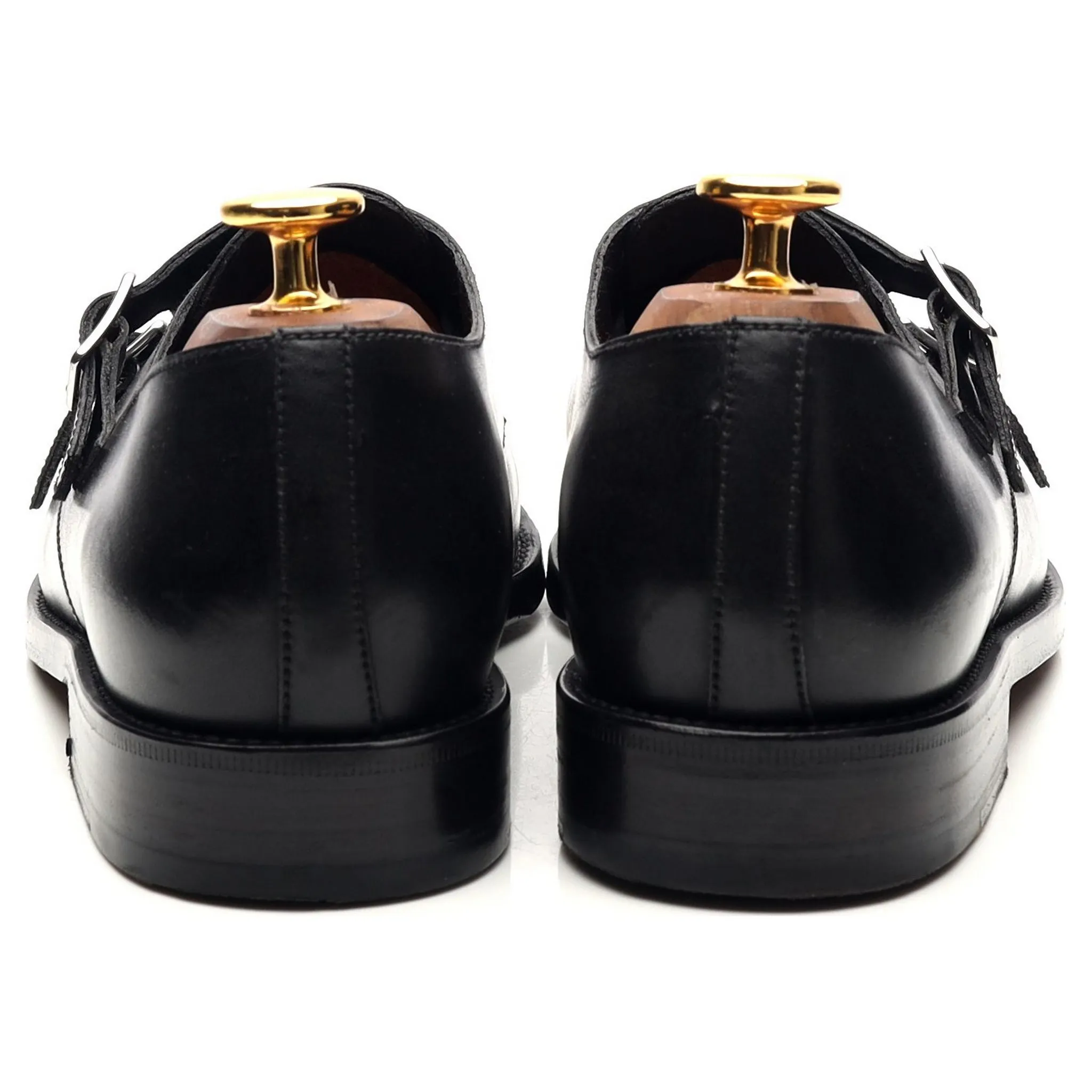 'Women's' Black Leather Double Monk Strap UK 4.5 D