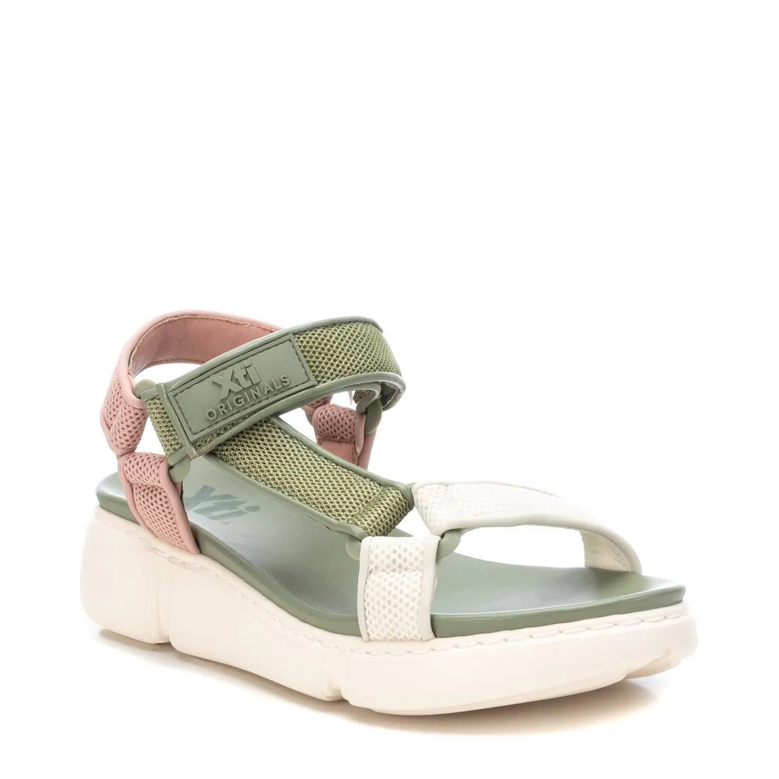 Women's Hiking Sandals By XTI, 14123002 Green With Multicolor Accent