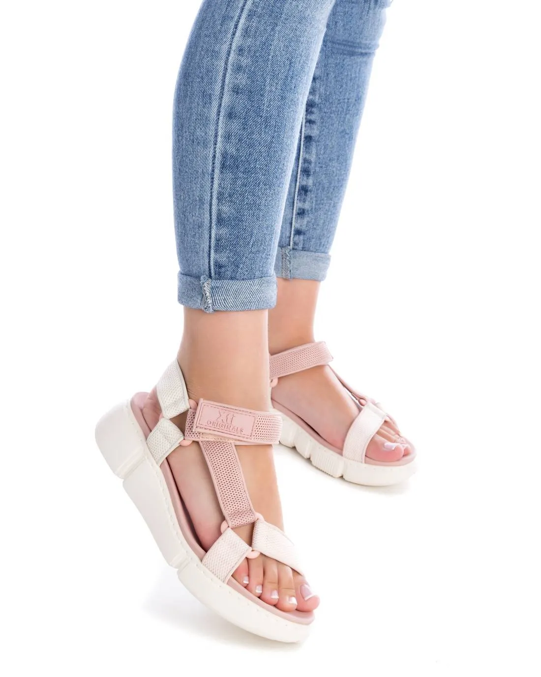 Women's Hiking Sandals By XTI, 14123006 Pink And White