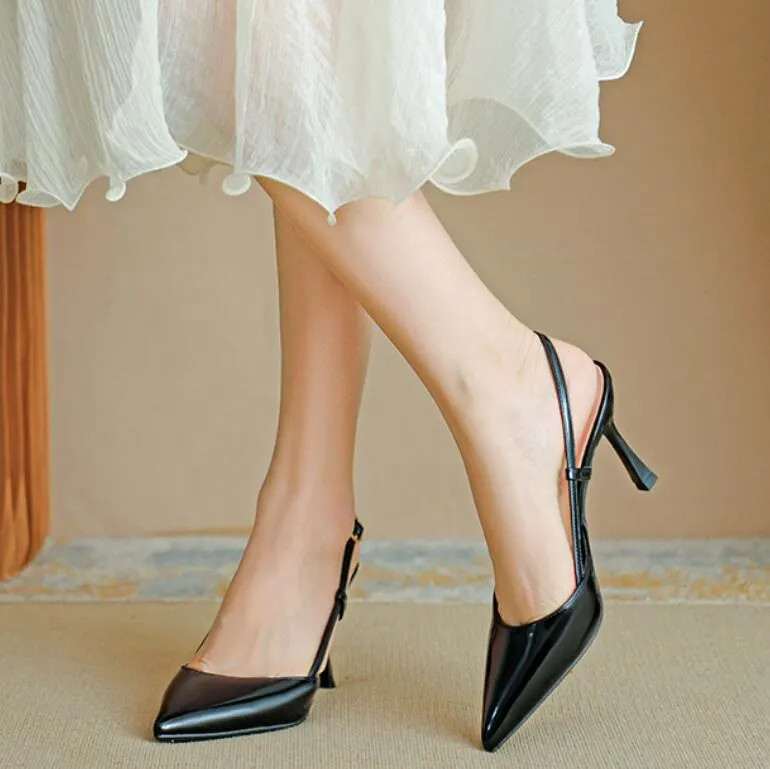 Women's Small Feet Slingback Patent Heels TS91