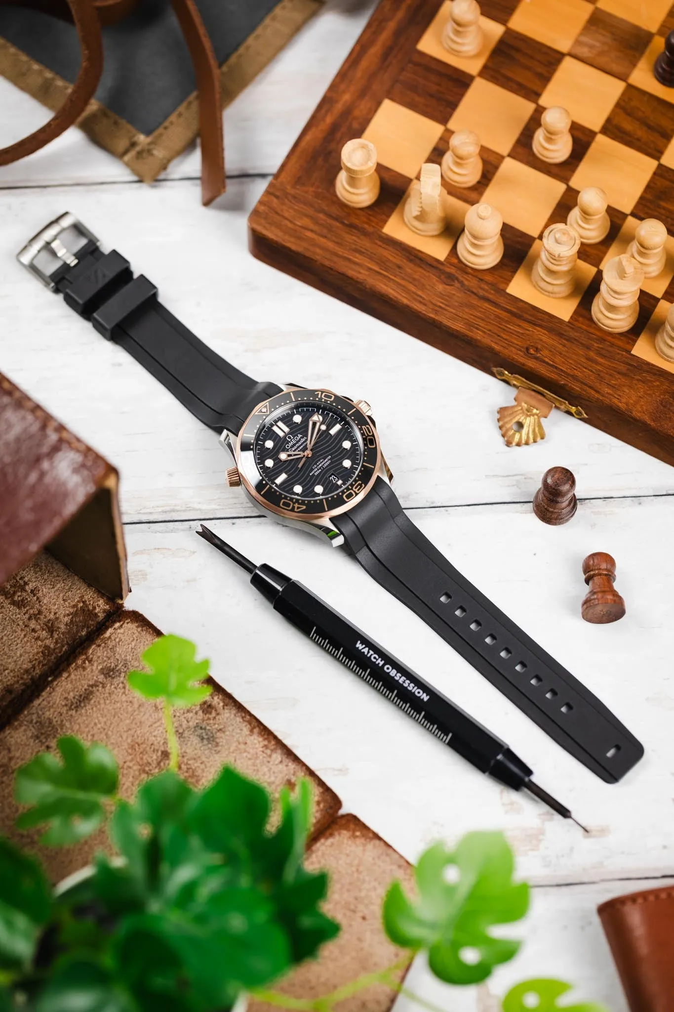 ZEALANDE ZBC01 Rubber Watch Strap for Omega Seamaster in BLACK