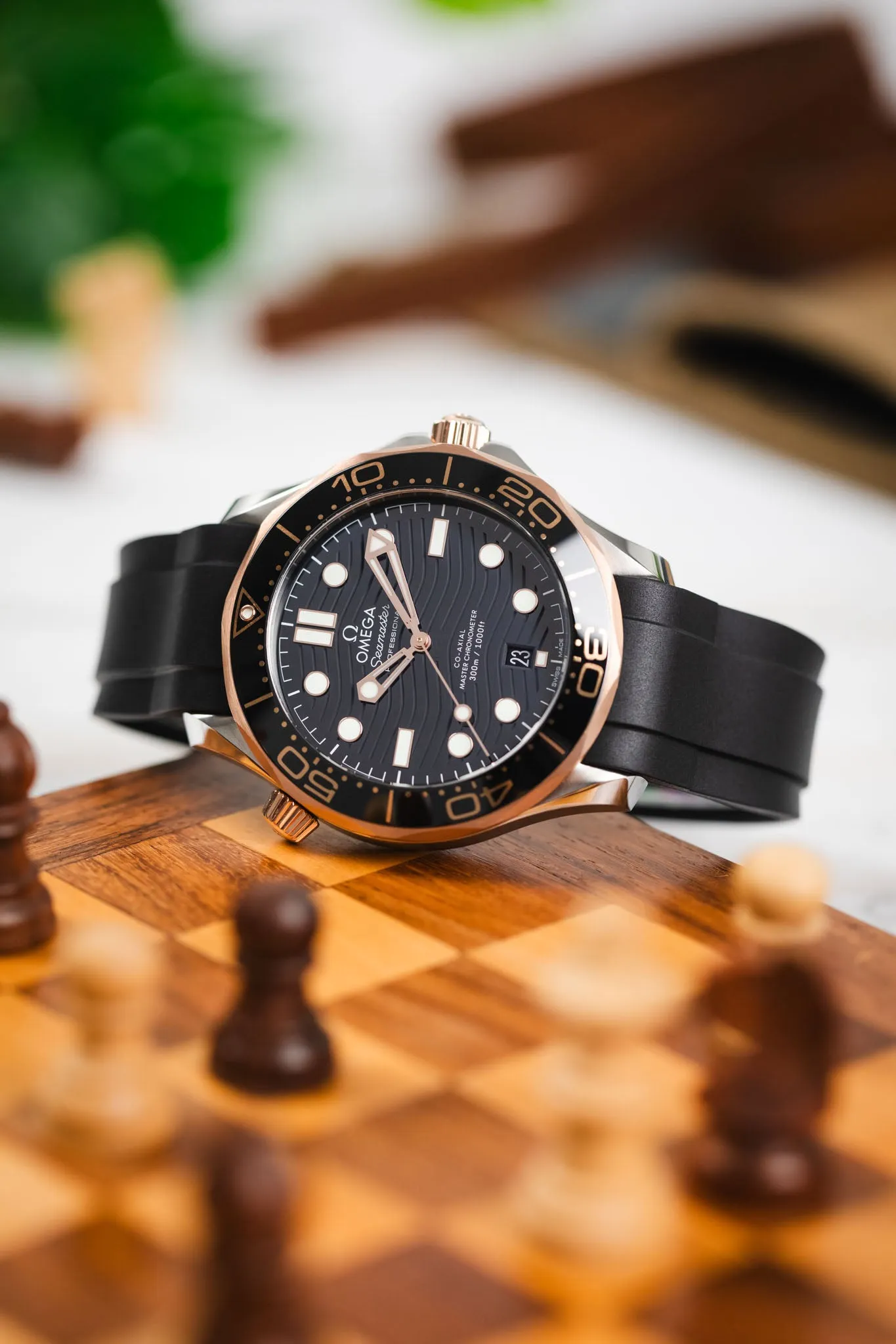 ZEALANDE ZBC01 Rubber Watch Strap for Omega Seamaster in BLACK